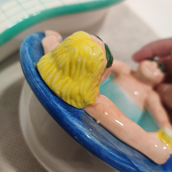 1995 Vtg Lotus Chip And Dip Swimming Pool Party And Hot Tub / Floaty Ceramic Set - Picture 12 of 16